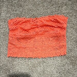Lace Bandeau Top in Coral
